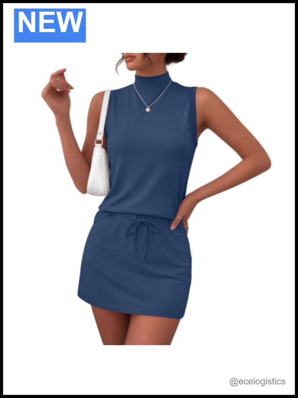 Women's 2 Piece Cotton Skort Set Sleeveless Mock Neck Athletic Tennis Outfit